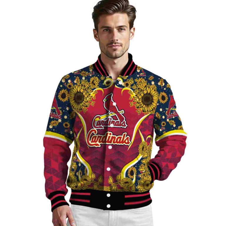 st louis cardinals sunflower bloom red yellow jacket high quality