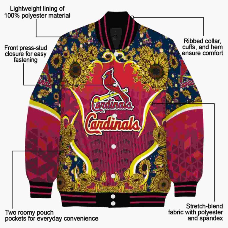 st louis cardinals sunflower bloom red yellow jacket new arrival