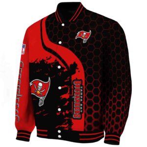 tampa bay buccaneers hexagonal pattern red black jacket best selling