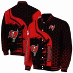 tampa bay buccaneers hexagonal pattern red black jacket best selling