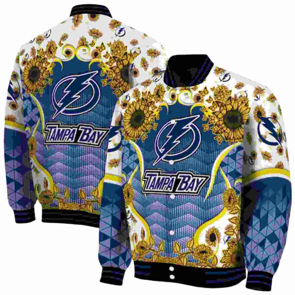 tampa bay lightning sunflower bloom blue yellow jacket fashion forward