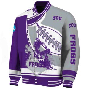 tcu horned frogs baseball stitching grey white jacket best selling