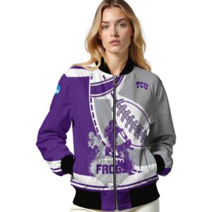 tcu horned frogs baseball stitching grey white jacket latest model