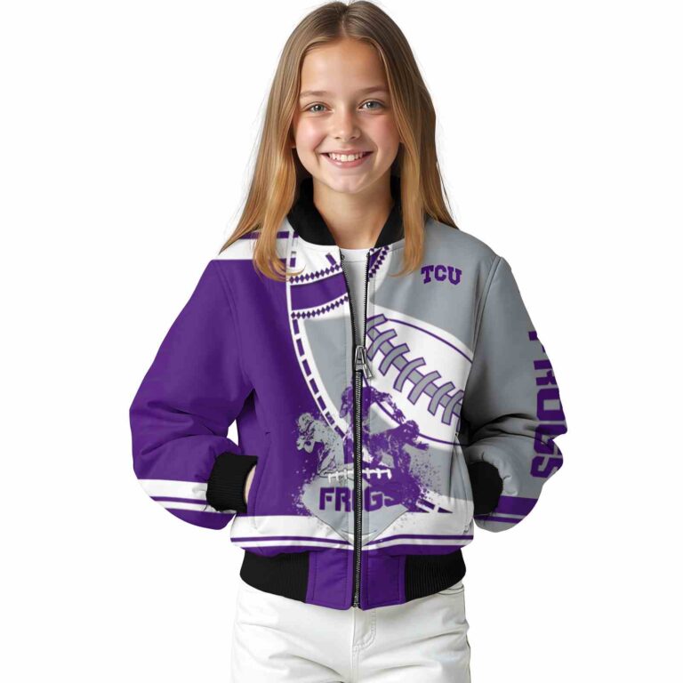 tcu horned frogs baseball stitching grey white jacket top rated