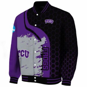 tcu horned frogs hexagonal pattern purple black jacket best selling