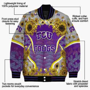 tcu horned frogs sunflower bloom purple yellow jacket new arrival