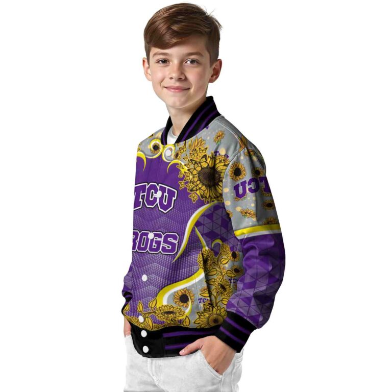 tcu horned frogs sunflower bloom purple yellow jacket trendy