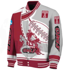 temple owls baseball stitching silver white jacket best selling