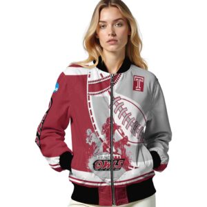 temple owls baseball stitching silver white jacket latest model