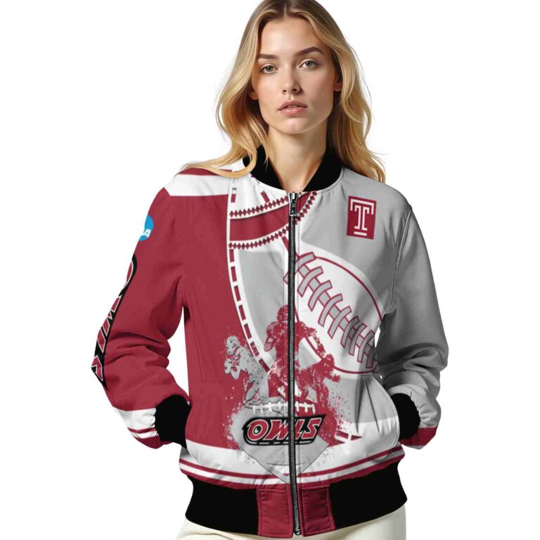 temple owls baseball stitching silver white jacket latest model