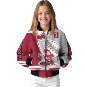 temple owls baseball stitching silver white jacket top rated