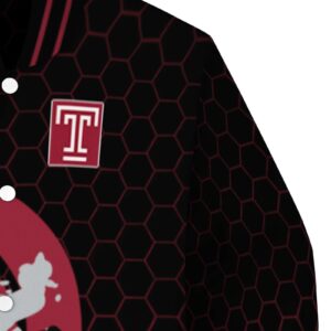 temple owls hexagonal pattern red black jacket premium grade