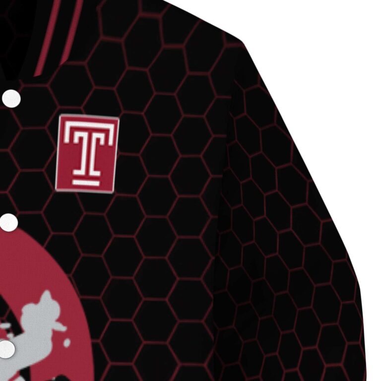 temple owls hexagonal pattern red black jacket premium grade
