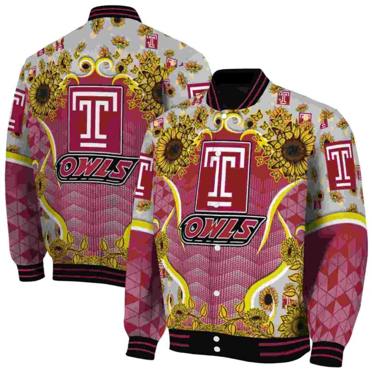 temple owls sunflower bloom red yellow jacket fashion forward