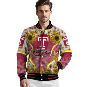 temple owls sunflower bloom red yellow jacket high quality