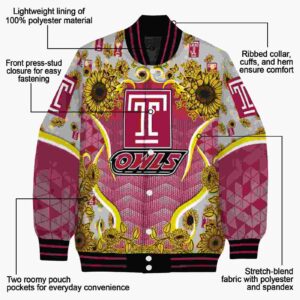 temple owls sunflower bloom red yellow jacket new arrival