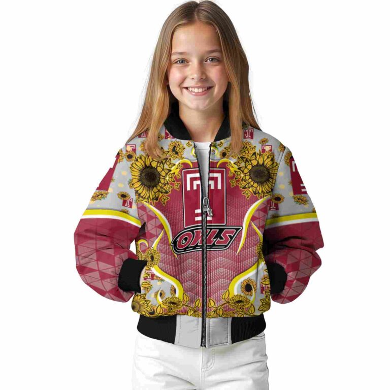 temple owls sunflower bloom red yellow jacket top rated