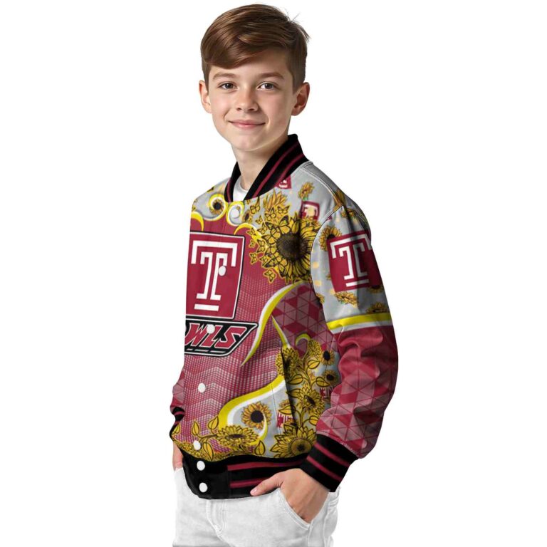 temple owls sunflower bloom red yellow jacket trendy