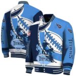 tennessee titans baseball stitching blue white jacket best selling