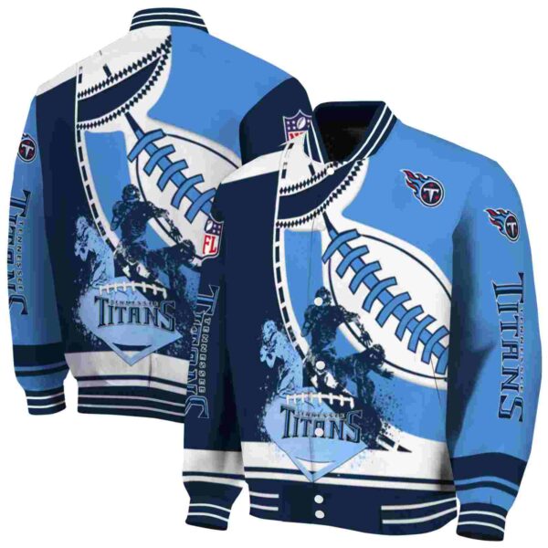 tennessee titans baseball stitching blue white jacket fashion forward