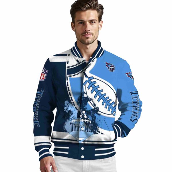 tennessee titans baseball stitching blue white jacket high quality