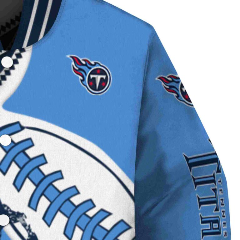 tennessee titans baseball stitching blue white jacket premium grade