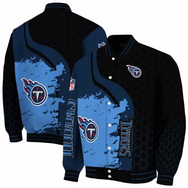tennessee titans hexagonal pattern navy black jacket fashion forward