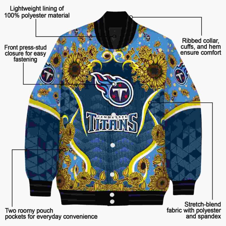 tennessee titans sunflower bloom navy yellow jacket new arrival