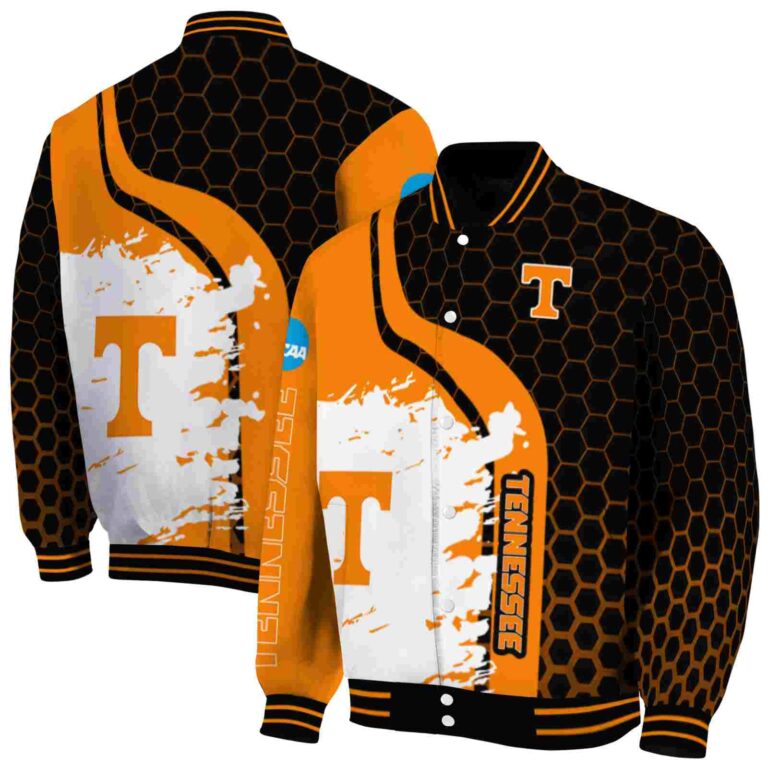 tennessee volunteers hexagonal pattern orange black jacket fashion forward