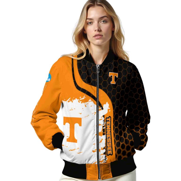 tennessee volunteers hexagonal pattern orange black jacket latest model