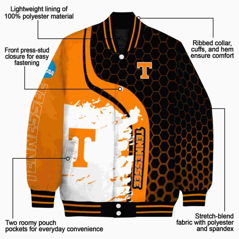 tennessee volunteers hexagonal pattern orange black jacket new arrival
