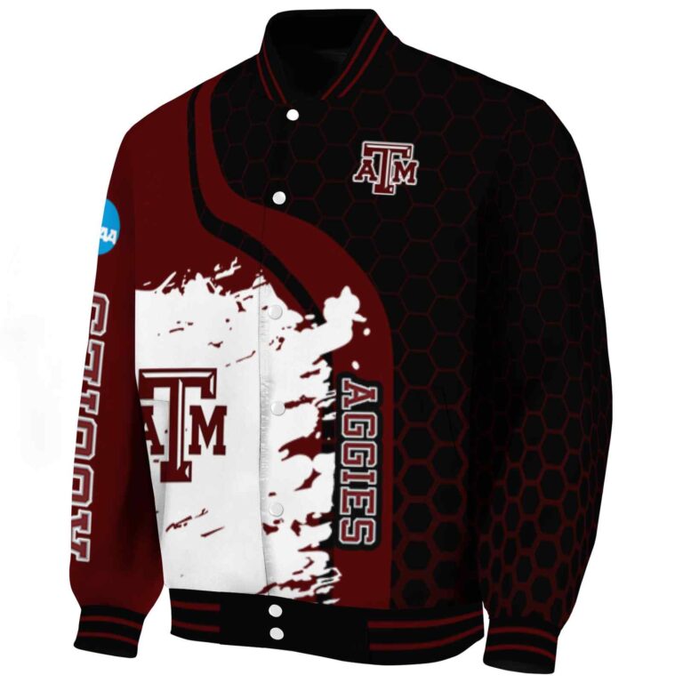 texas am aggies hexagonal pattern maroon black jacket best selling