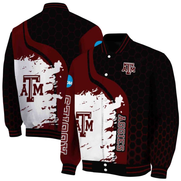 texas am aggies hexagonal pattern maroon black jacket fashion forward