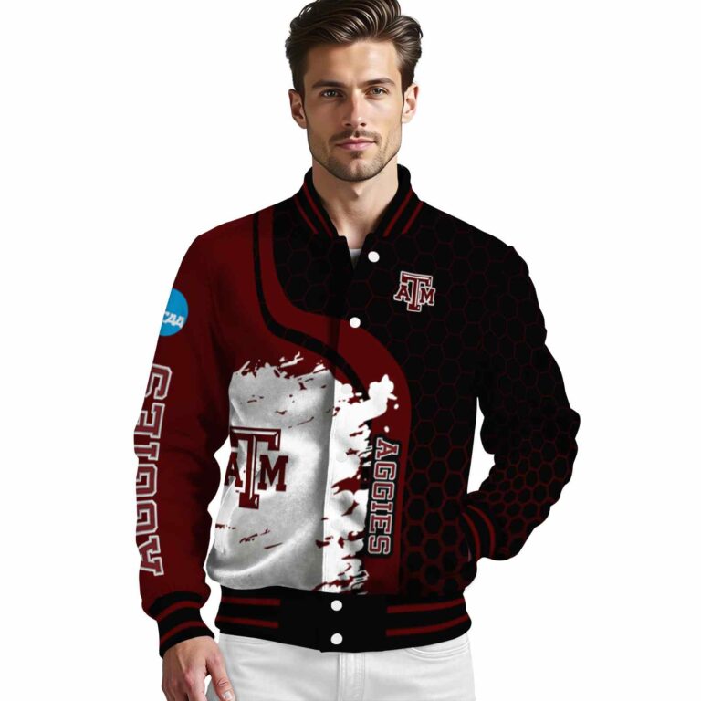 texas am aggies hexagonal pattern maroon black jacket high quality