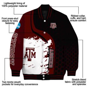 texas am aggies hexagonal pattern maroon black jacket new arrival