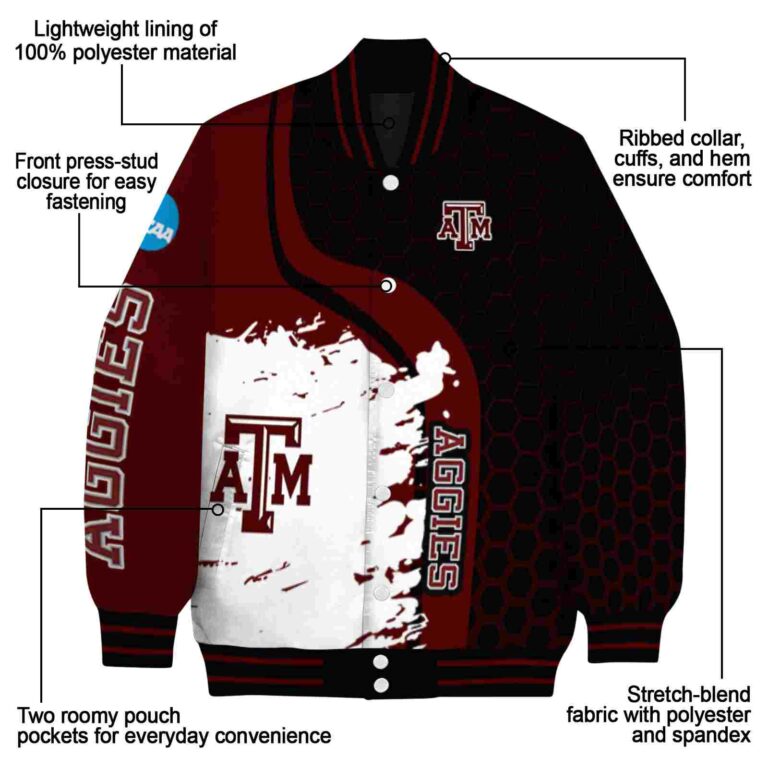 texas am aggies hexagonal pattern maroon black jacket new arrival