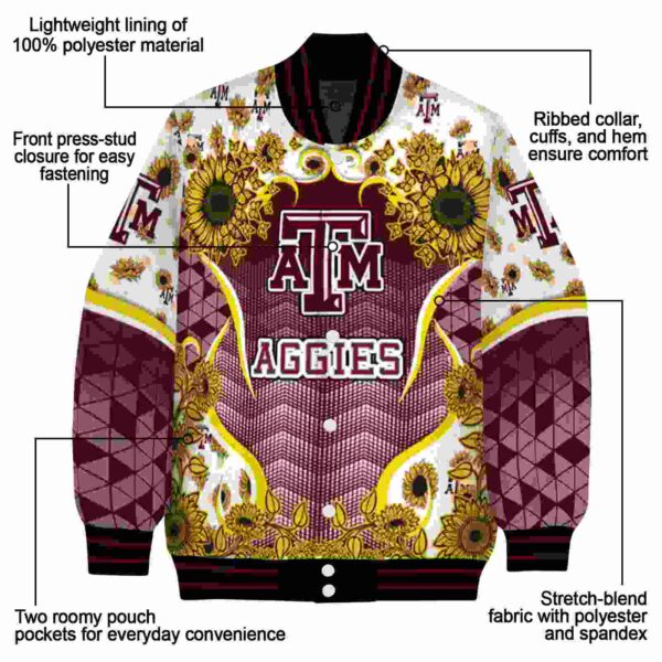 texas am aggies sunflower bloom maroon yellow jacket new arrival