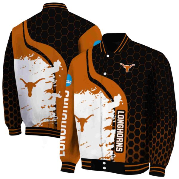 texas longhorns hexagonal pattern orange black jacket fashion forward