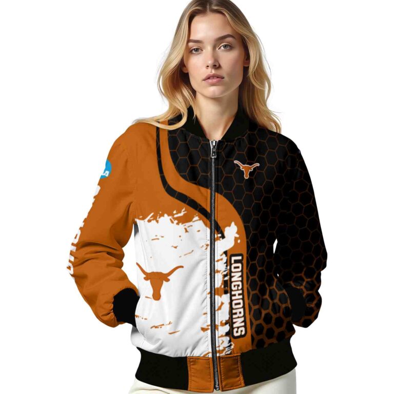 texas longhorns hexagonal pattern orange black jacket latest model