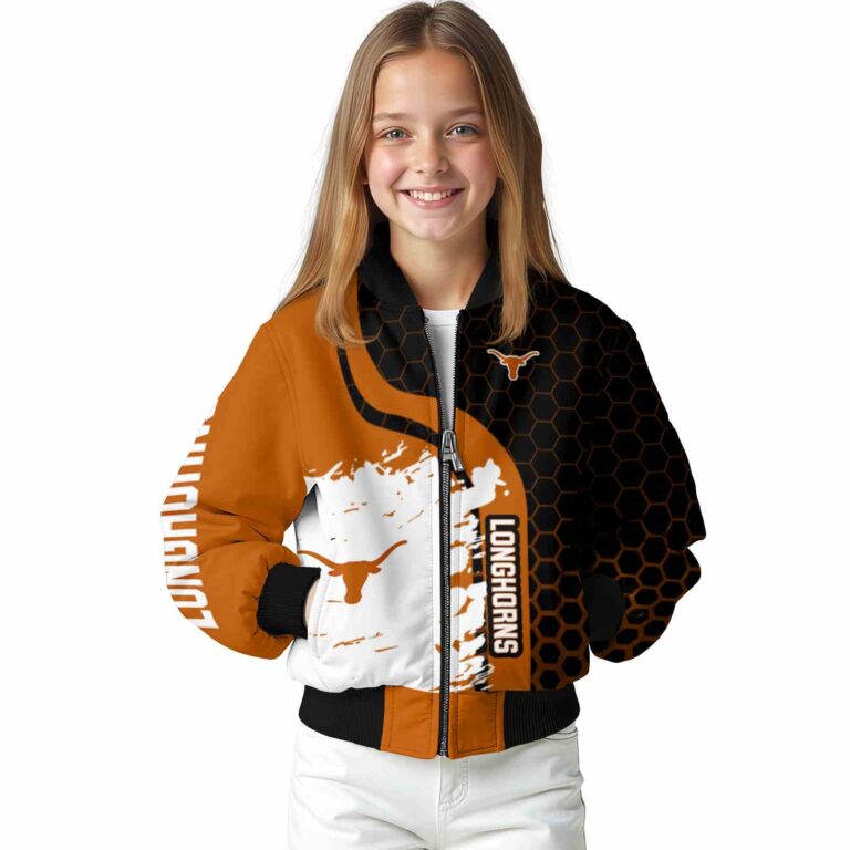 texas longhorns hexagonal pattern orange black jacket top rated