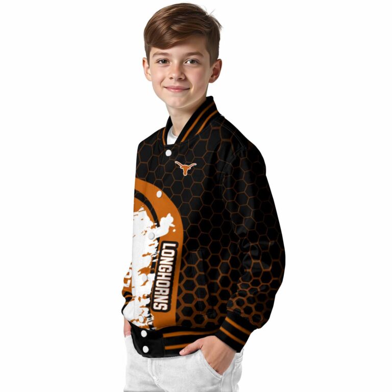 texas longhorns hexagonal pattern orange black jacket trendy