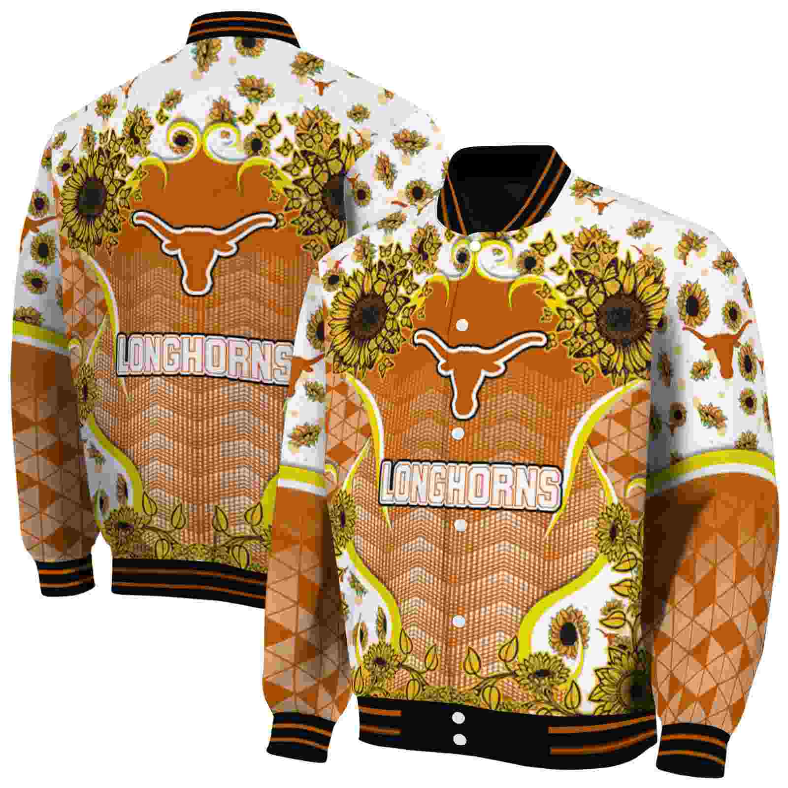 texas longhorns sunflower bloom orange yellow jacket fashion forward texas longhorns sunflower bloom orange yellow jacket fashion forward