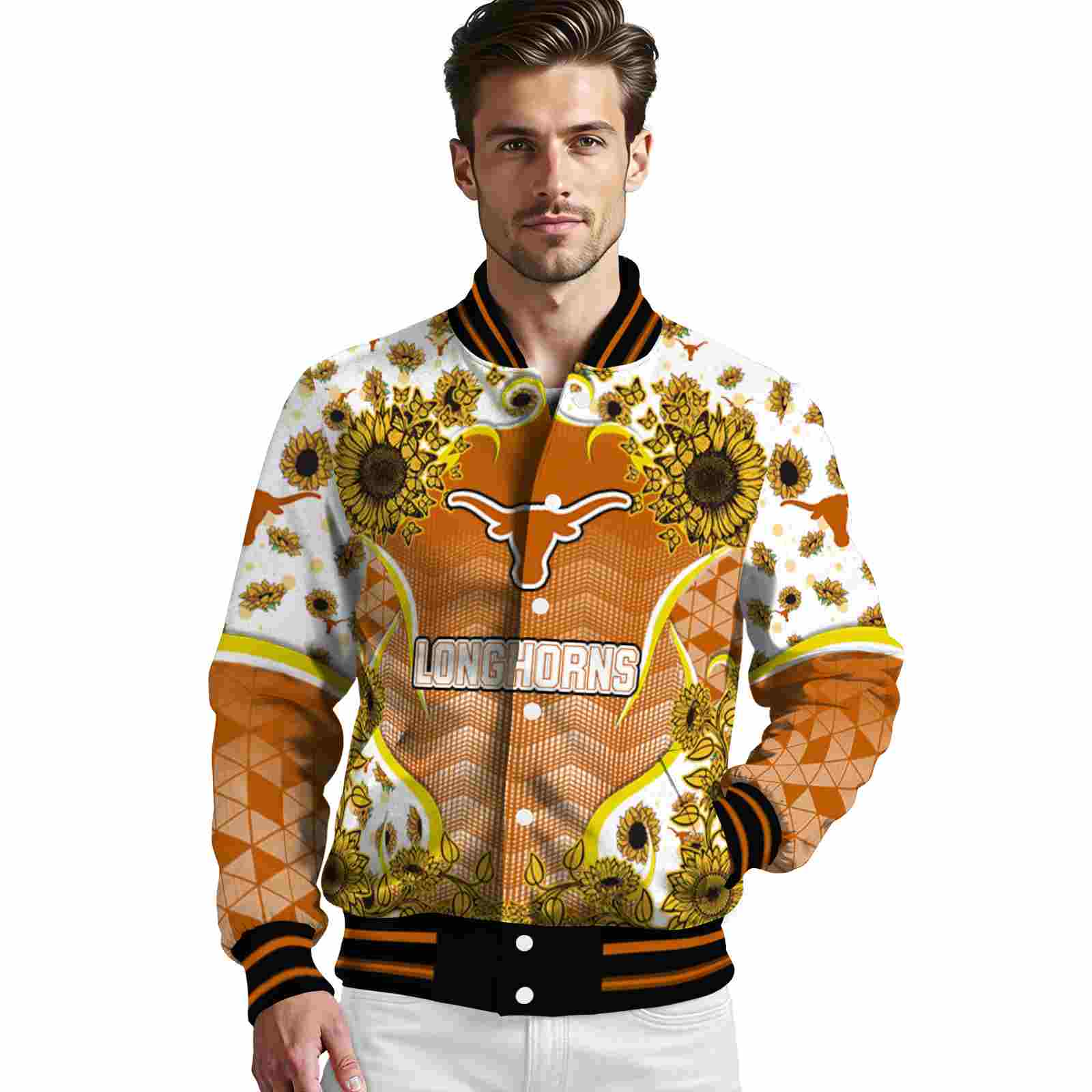texas longhorns sunflower bloom orange yellow jacket high quality texas longhorns sunflower bloom orange yellow jacket high quality