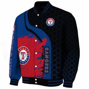 texas rangers hexagonal pattern blue black jacket best selling