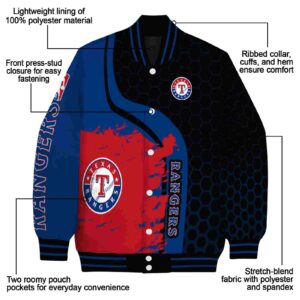 texas rangers hexagonal pattern blue black jacket new arrival