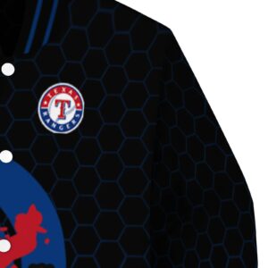 texas rangers hexagonal pattern blue black jacket premium grade