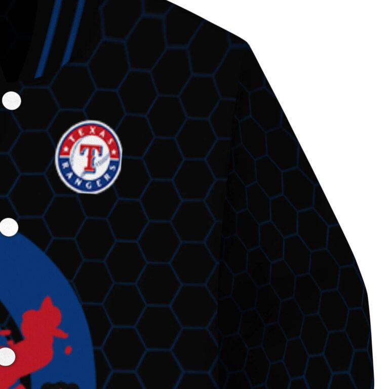 texas rangers hexagonal pattern blue black jacket premium grade