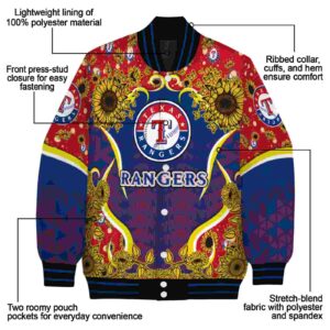 texas rangers sunflower bloom blue yellow jacket new arrival