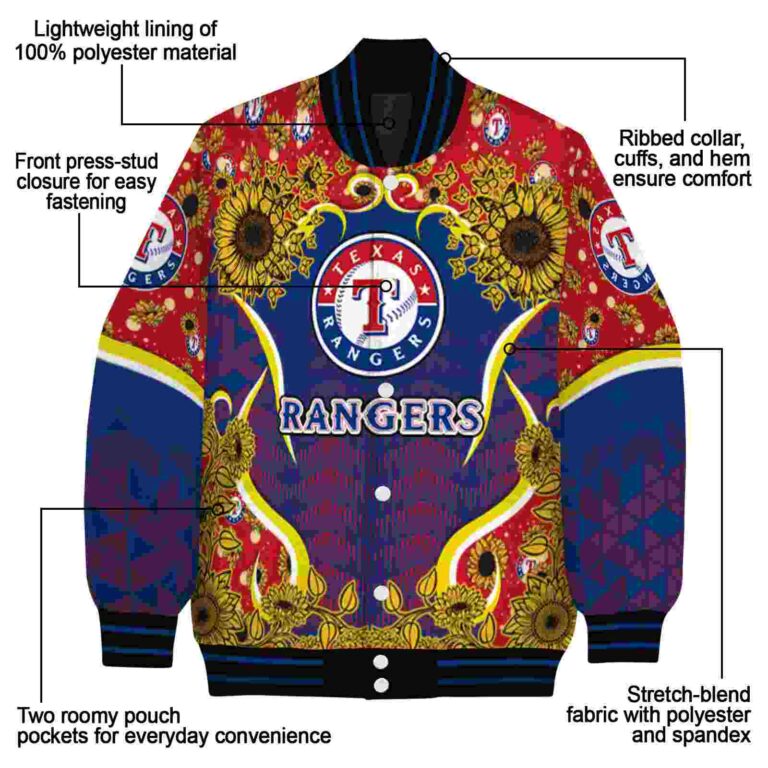texas rangers sunflower bloom blue yellow jacket new arrival