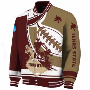 texas state bobcats baseball stitching gold white jacket best selling